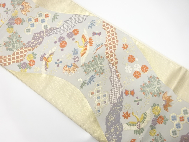 流水宝尽くし文織り出し　袋帯